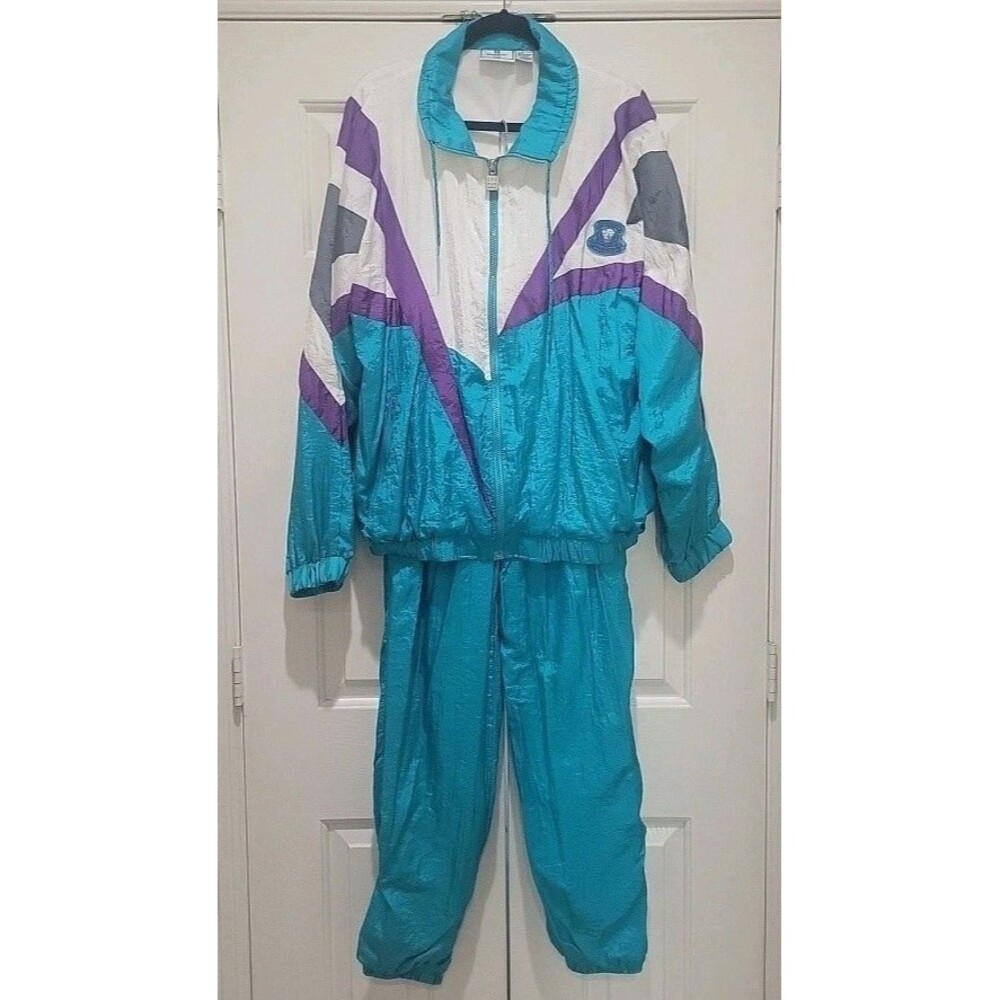 VTG Givenchy Activewear Tracksuit Set Men's XL NWT 90s Colorblock Teal Windbreak